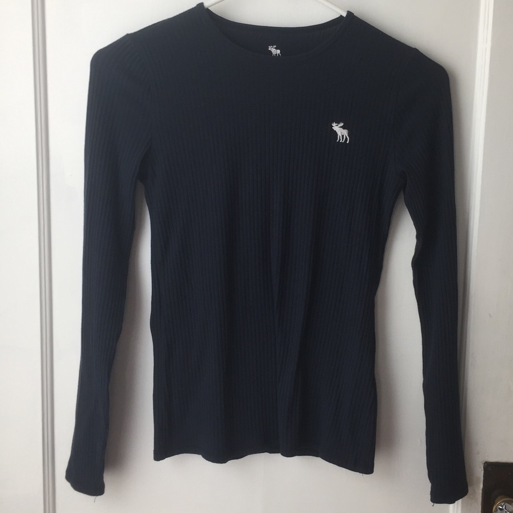 Navy Blue Girls Long-Sleeve Abercrombie Kids Shirt